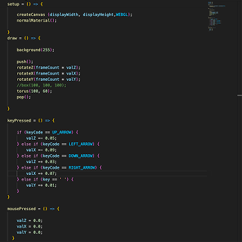 This is the code for the sketch2.js page. I played around with the size of the torus. I altered other things within the code but I'm unsure what impact that had.