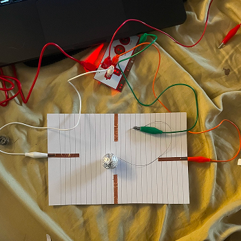 I experimented with creating one of those ball in a maze toys. I wanted to figure out how to make the ball responsive to moving on the track. It was successful.