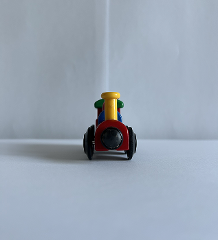 Front view of my first complex object, a toy train.