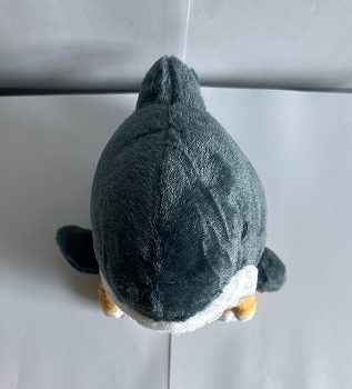 Top view of my second complex object, a cat in a shark costume plush.