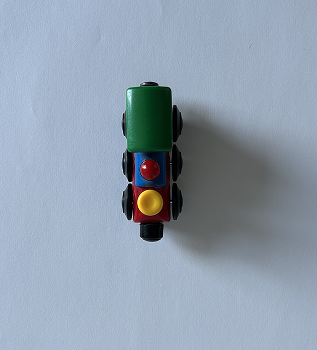 Top view of my first complex object, a toy train.