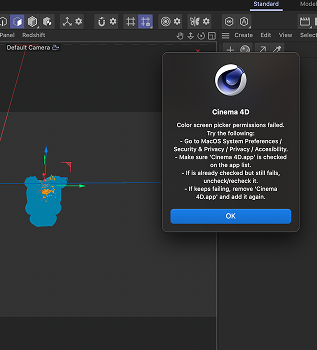 When trying to change the colour of the patched part, this error message popped up.