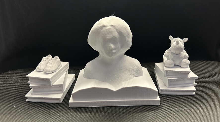 My 3D printed sculpture is composed of childhood objects.